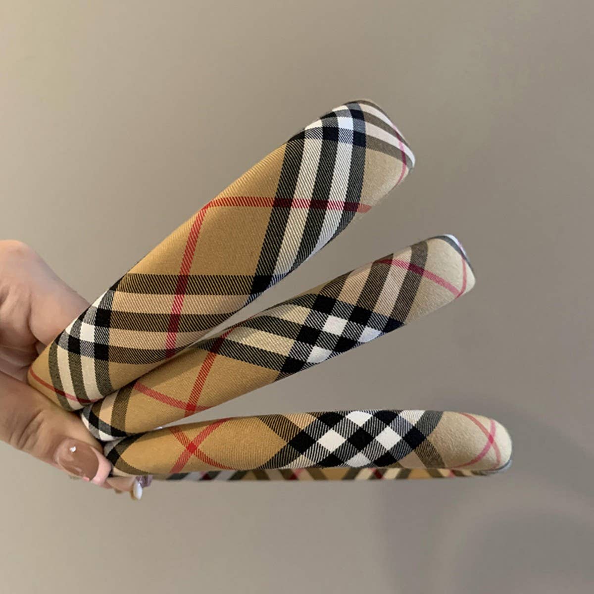 Plaid Headband Wide High Top Slim Face: Plaid