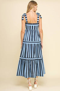 Striped Maxi Dress in Navy Blue