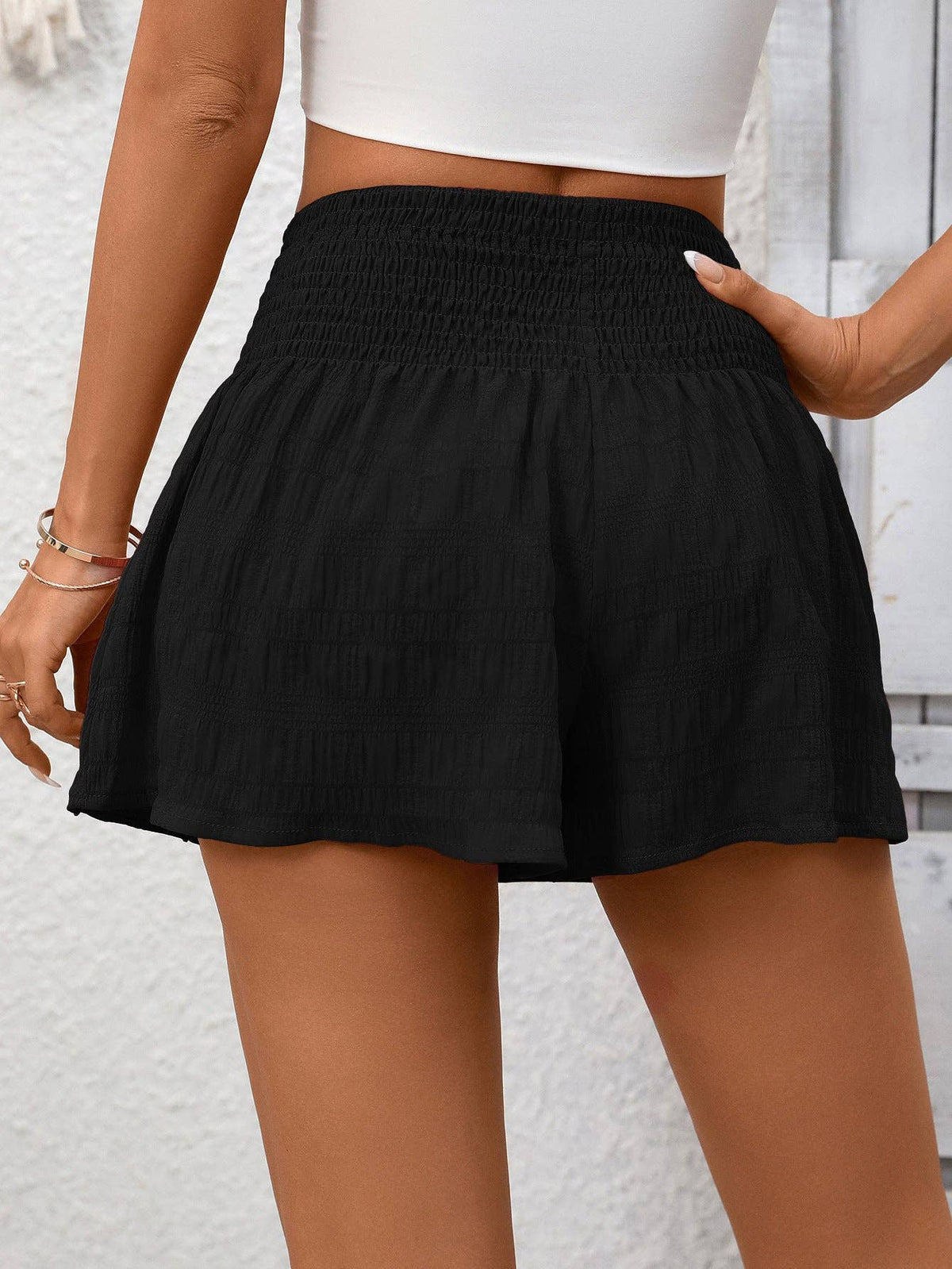 Women High Waist Ruffle Summer Casual Shorts: Black