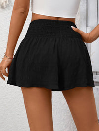 Women High Waist Ruffle Summer Casual Shorts: Black
