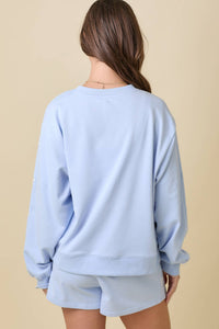 Crewneck With Ribbon Bows in Light Blue