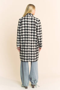 Knit Tweed Double Button Jacket in Black White