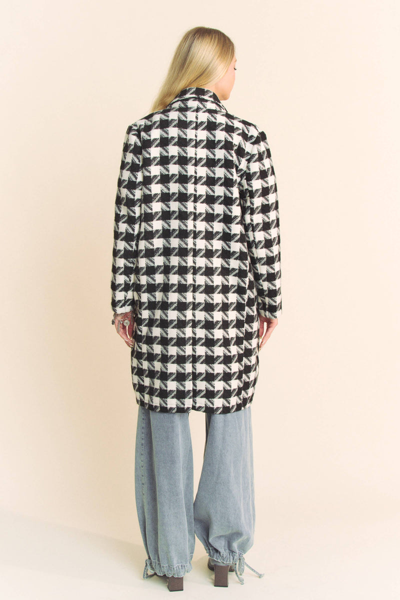 Knit Tweed Double Button Jacket in Black White