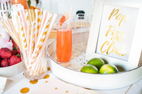 Watercolor Pink Florals & Gold Mimosa Bar Decoration Kit