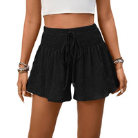Women High Waist Ruffle Summer Casual Shorts: Black