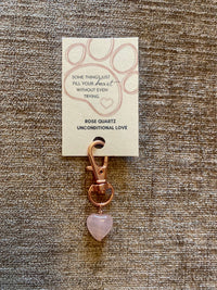 Unconditional  Love Pet Tag  Rose Quartz Heart Dog/Cat Charm