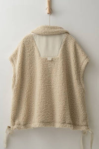 Button Up Teddy Fleece Vest in Cream