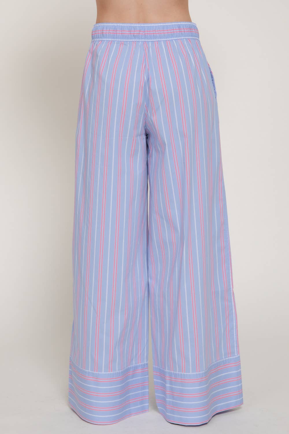 Multi Stripe Poplin Straight Long Pants