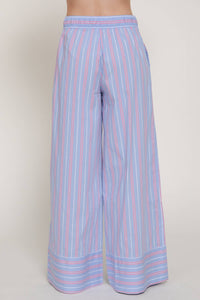 Multi Stripe Poplin Straight Long Pants