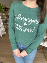 Shenanigans Coordinator Long Sleeve Tee in Green