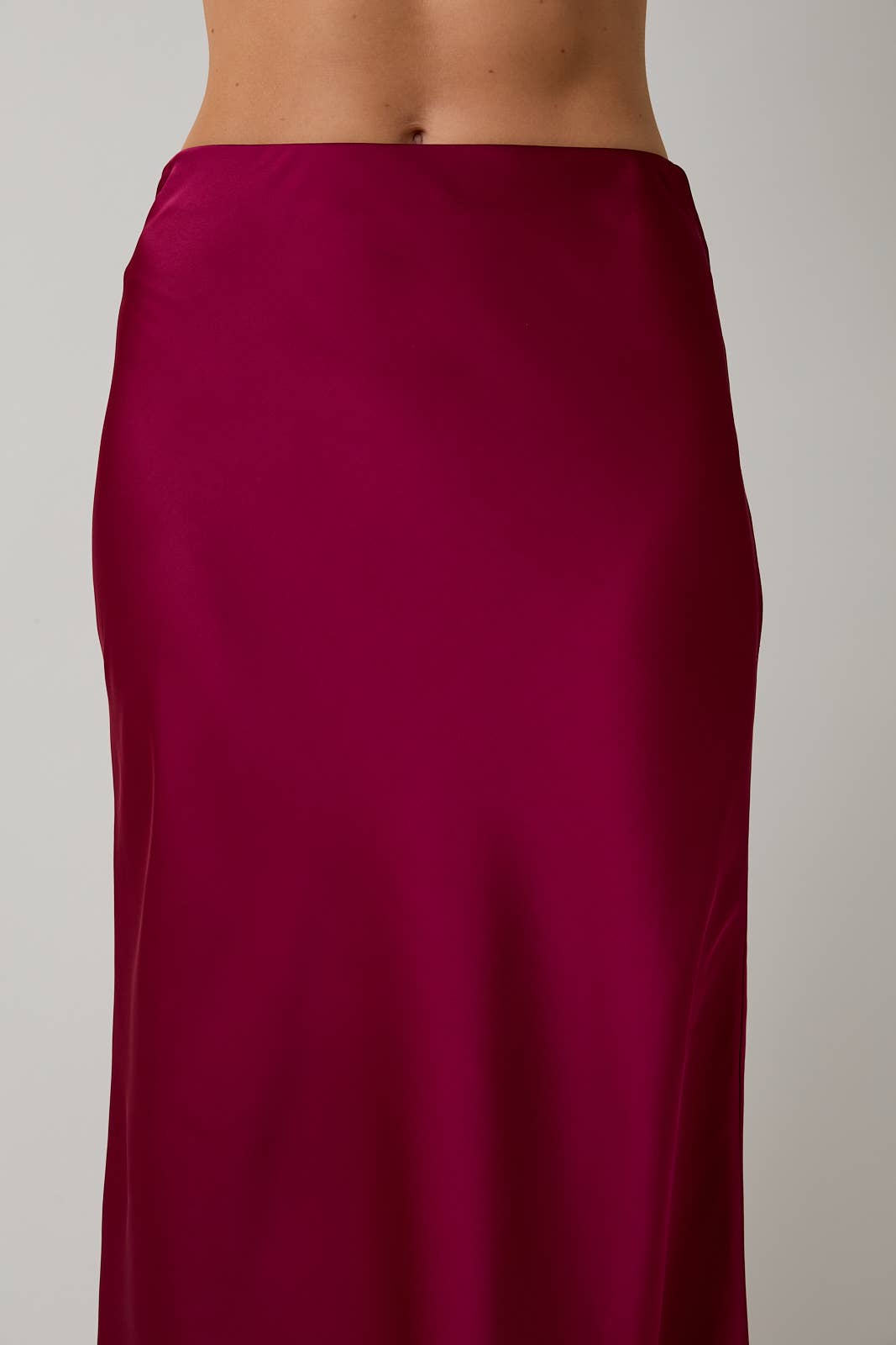 Bias Satin Midi Skirt In Cranberry
