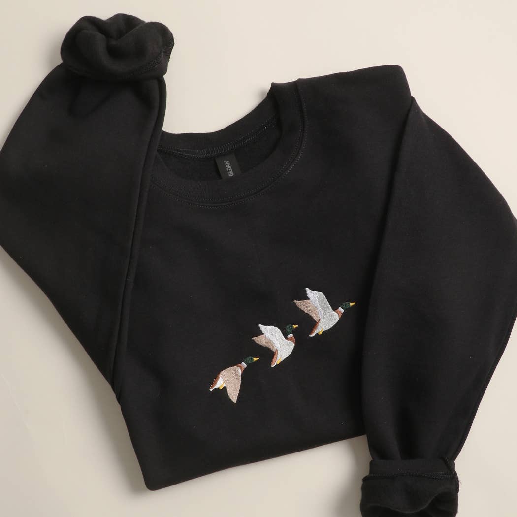 Flying Mallard Embroidered Heavyweight Fleece Sweatshirt: SAND / S