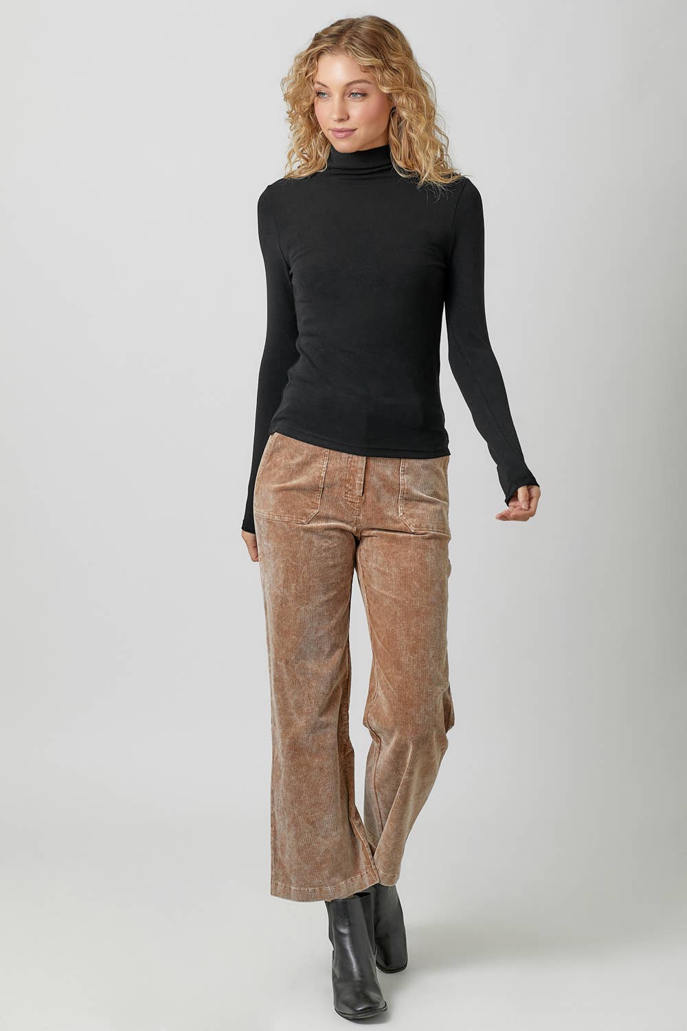 Knit Mock Neck Top in Black