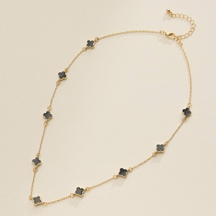 Gold Charm Necklace with Black Accents