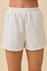 Knit Shorts With Side Ribbon Bow in Heather Grey