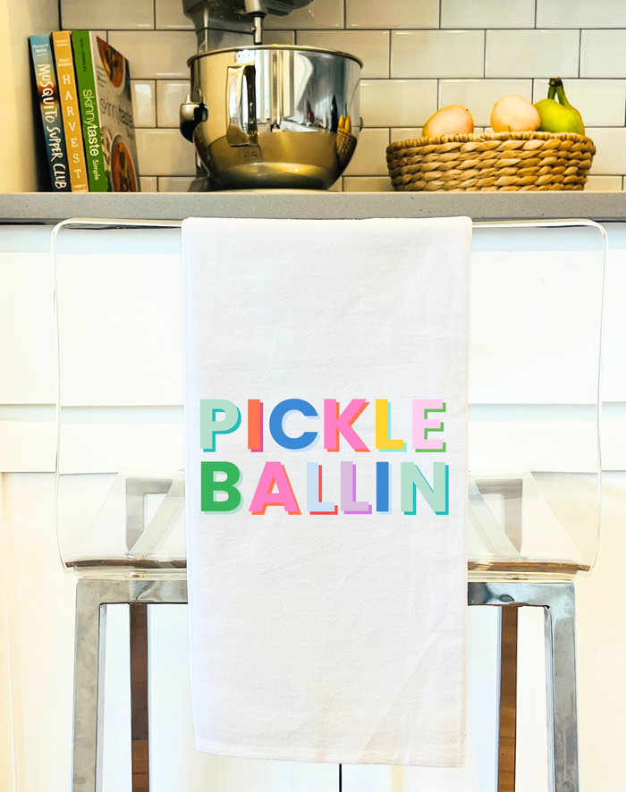 Pickle Ballin Colorful Tea Towel