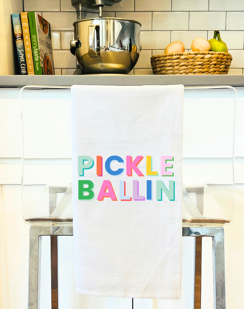 Pickle Ballin Colorful Tea Towel