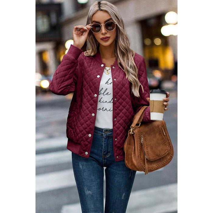 Plaid Bomber Jacket in Wine