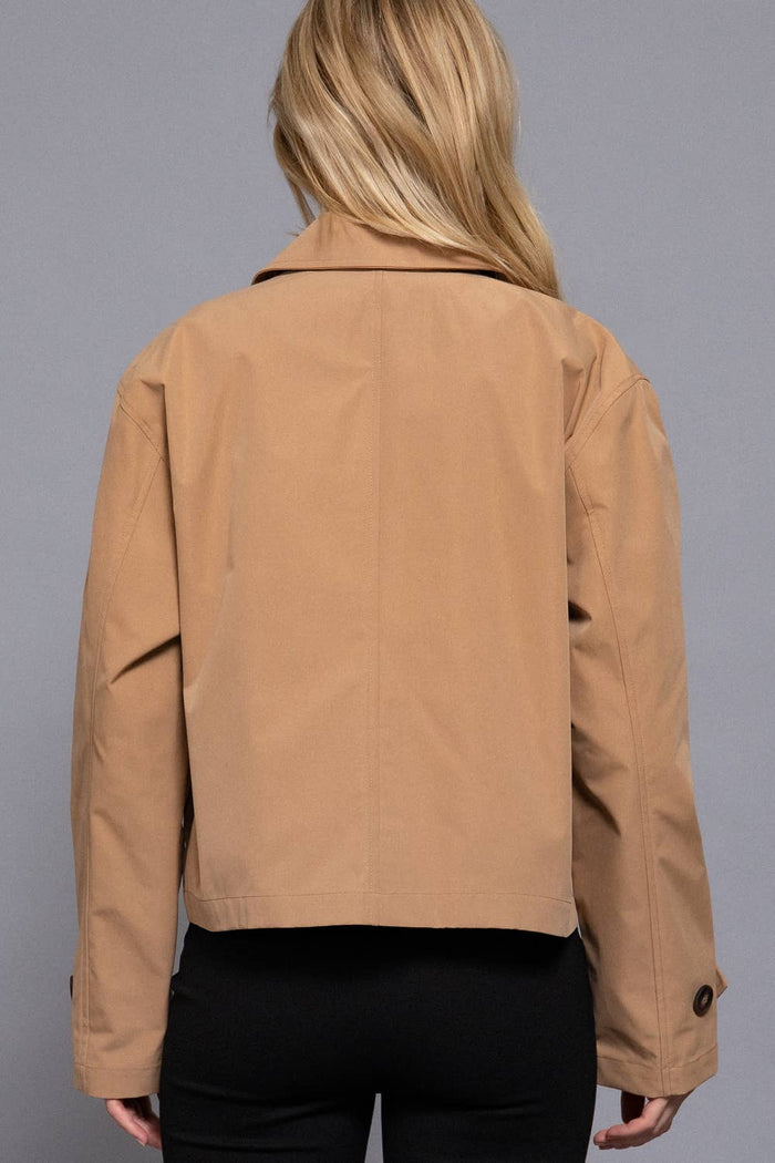 Short Trench Jacket in Khaki