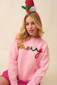 Oh So Merry Sweater in Pink