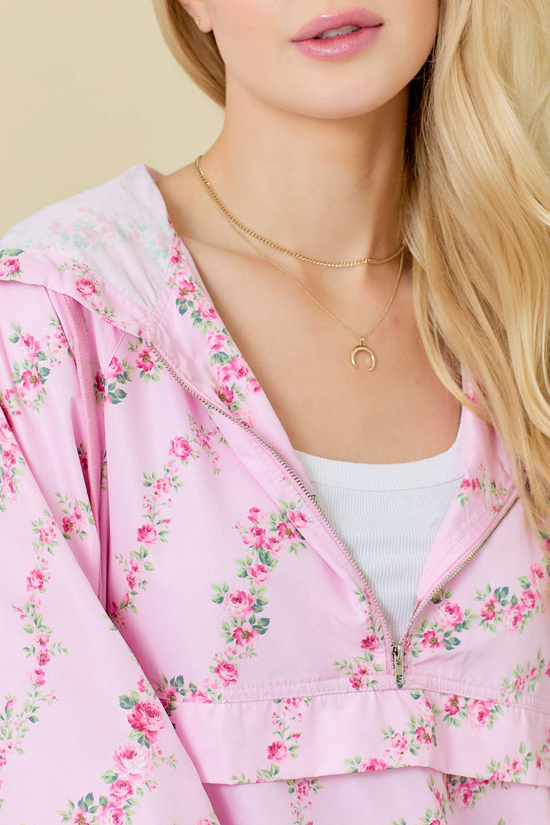Floral Printed Windbreaker Jacket