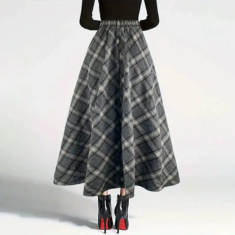 Vintage Plaid Wool Skirt