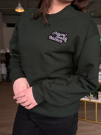 Mental Health Embroidered Crewneck in Forest Green