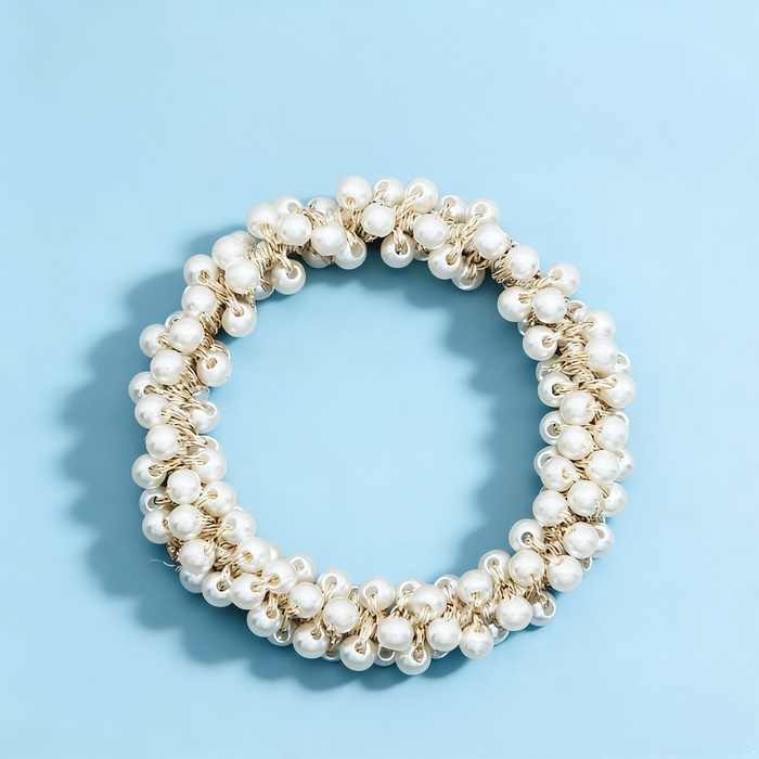 Beaded Faux Pearl Hair Tie Bracelet