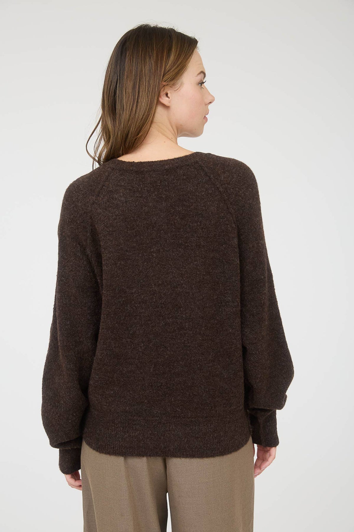Lightweight Henley Knit Sweater in Brown