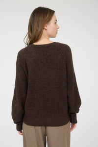 Lightweight Henley Knit Sweater in Brown