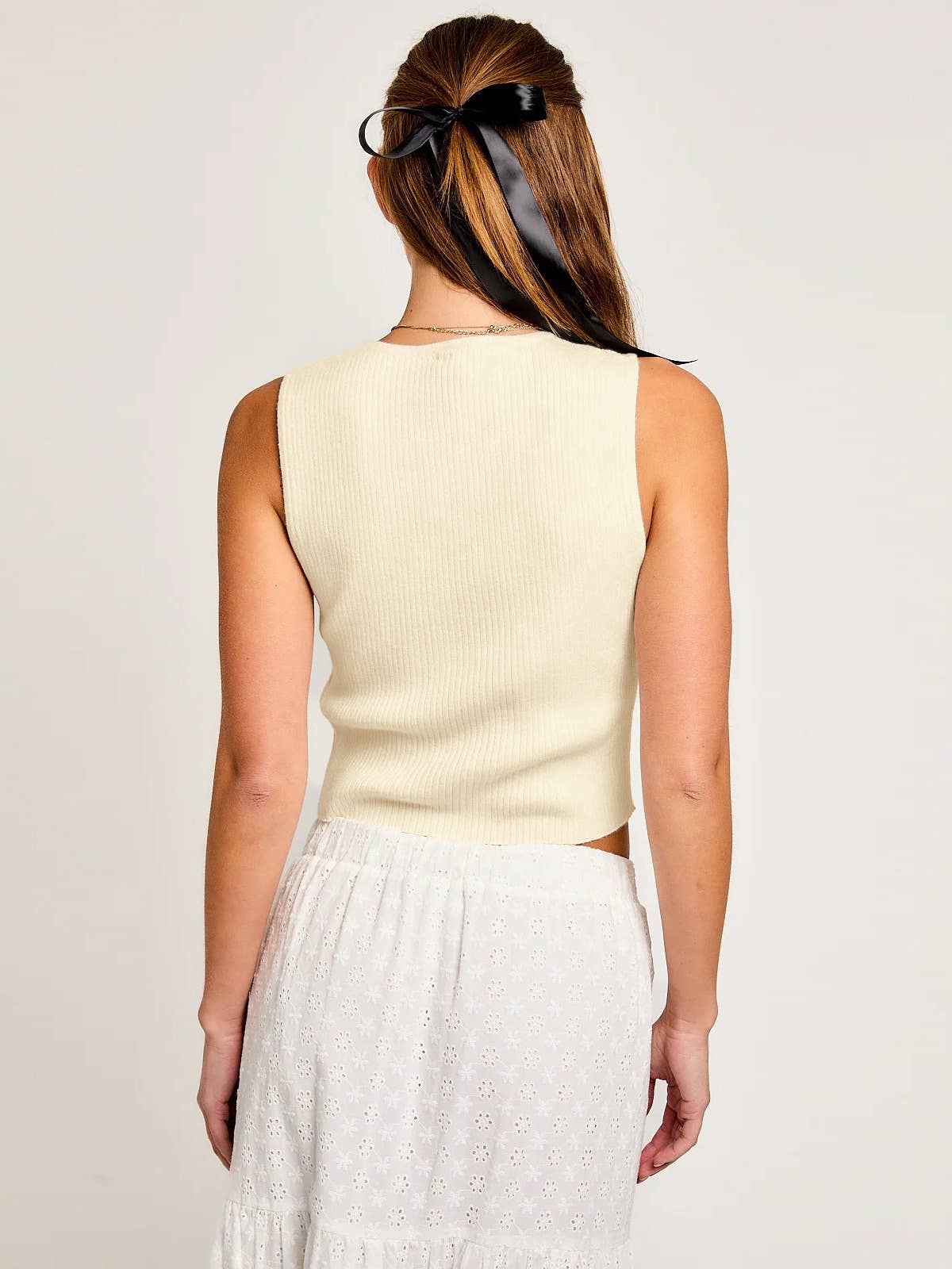Bow Detail Vest in Apricot