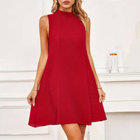 Little Red Dress with Tying Back Bow Collar