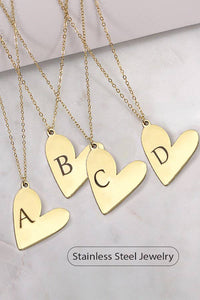 Tarnish-Free Initial Heart Necklace in Gold