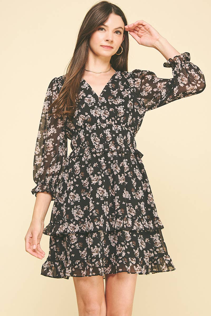 Floral Chiffon Mini Dress