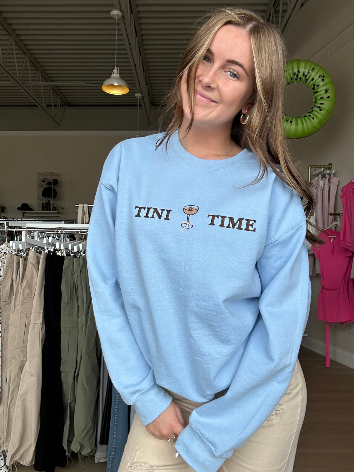 Tini Time Embroidered Crewneck Sweatshirt