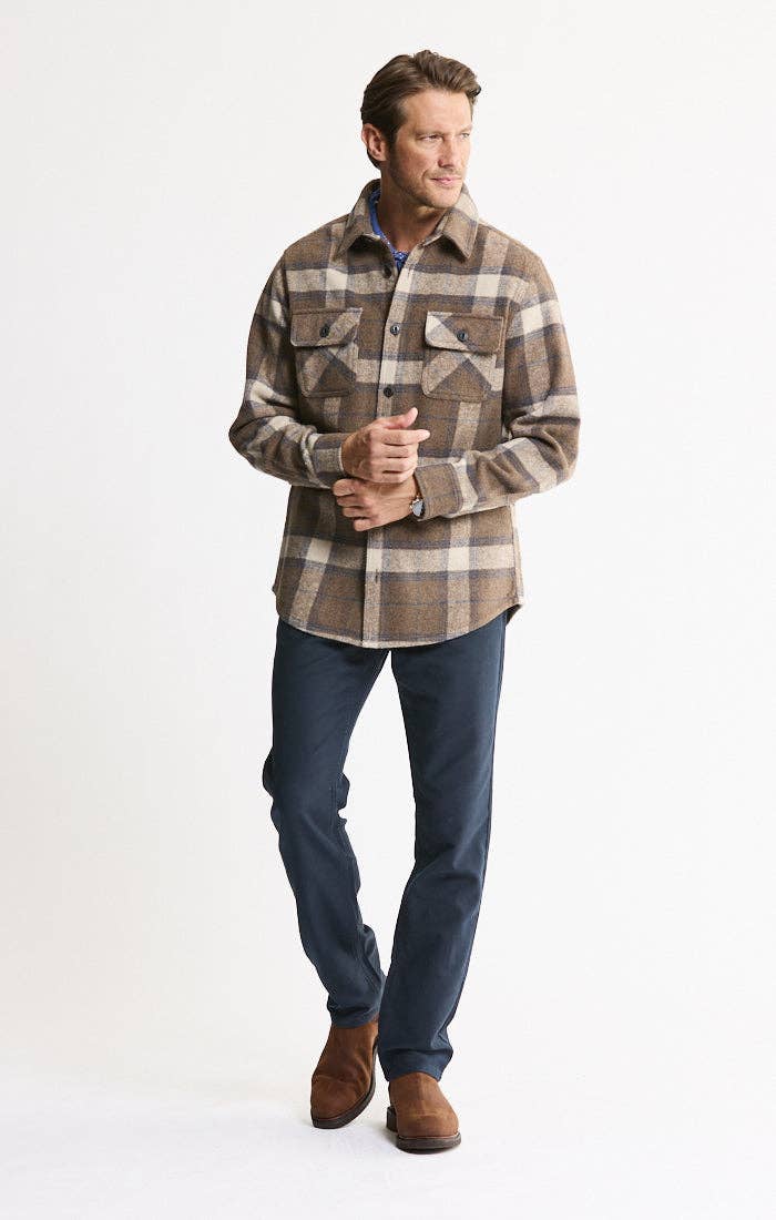 Wool Blend Overshirt in Brown Plaid