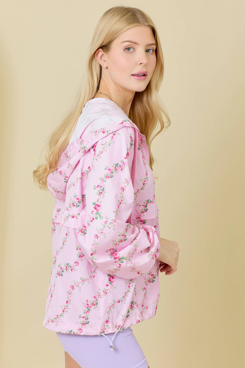 Floral Printed Windbreaker Jacket
