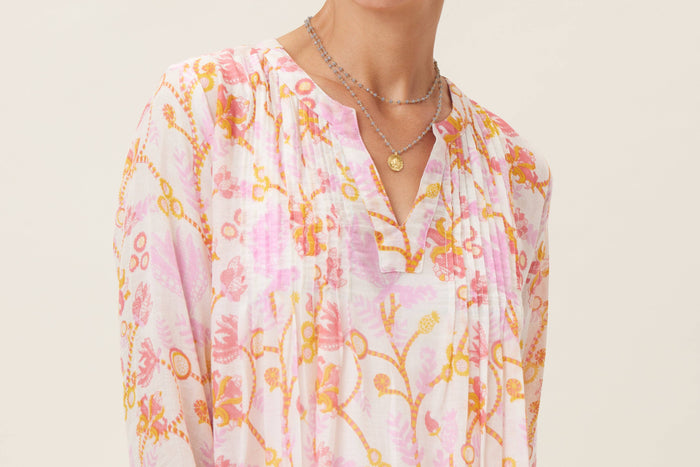 Pintuck Beach Swimsuit Cover-Up in Pink
