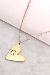 Tarnish-Free Initial Heart Necklace in Gold