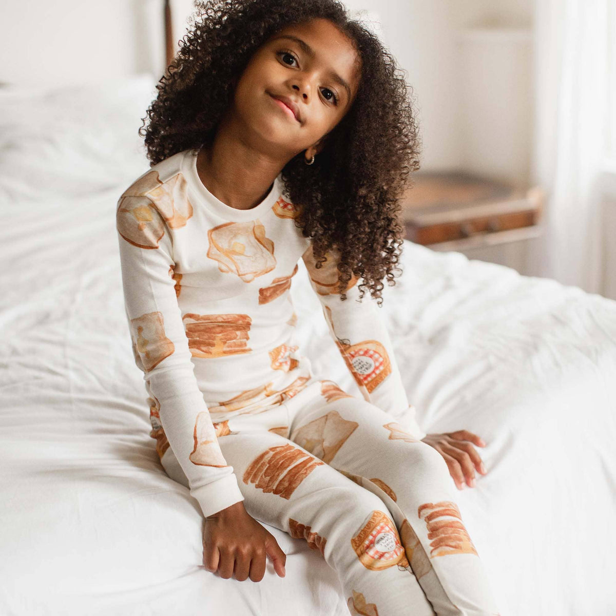 French Toast Toddler PJ Set: Eggshell