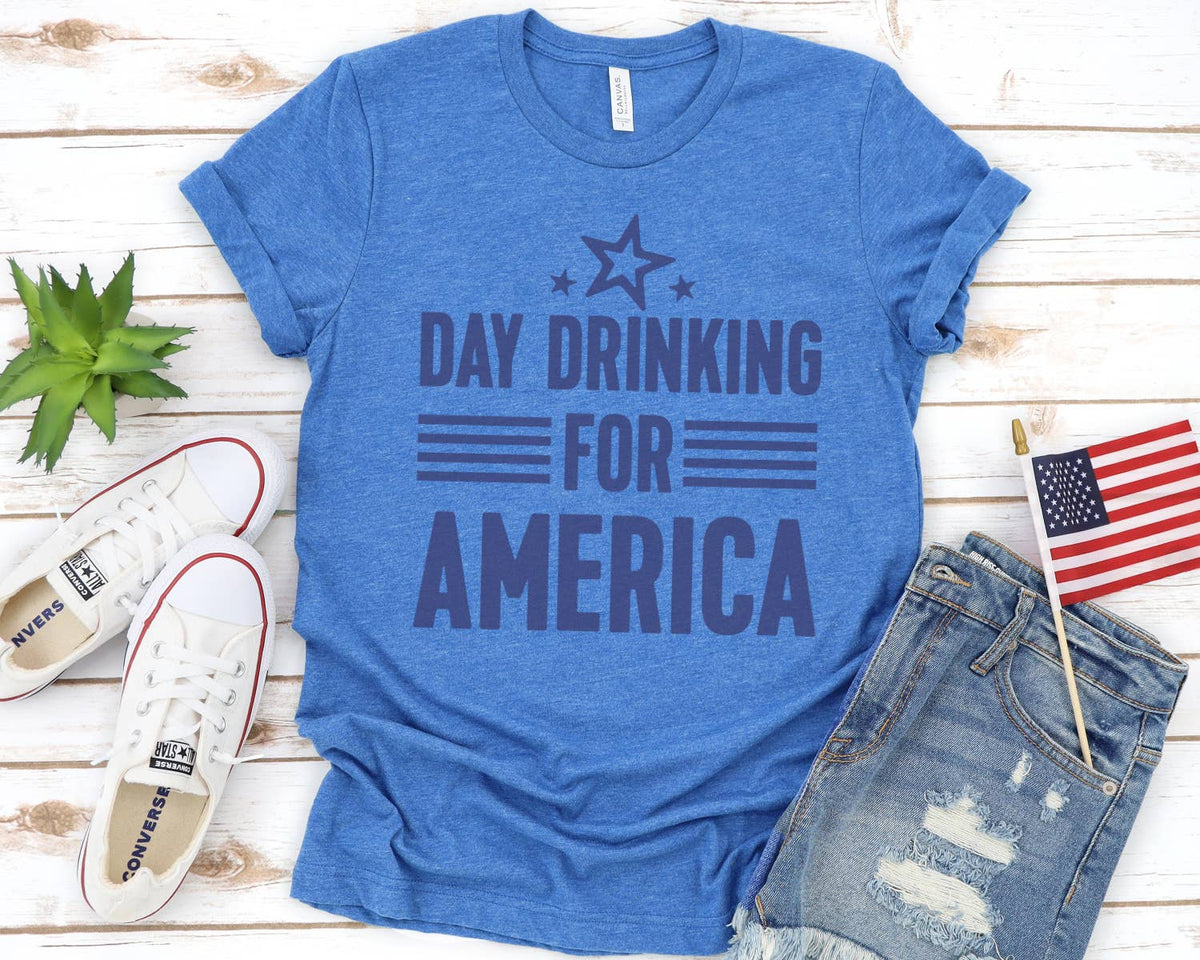 Day Drinking For America Tee in Blue