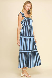 Striped Maxi Dress in Navy Blue