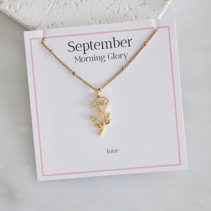 September Birth Flower Necklace: Morning Glory