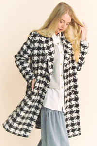 Knit Tweed Double Button Jacket in Black White