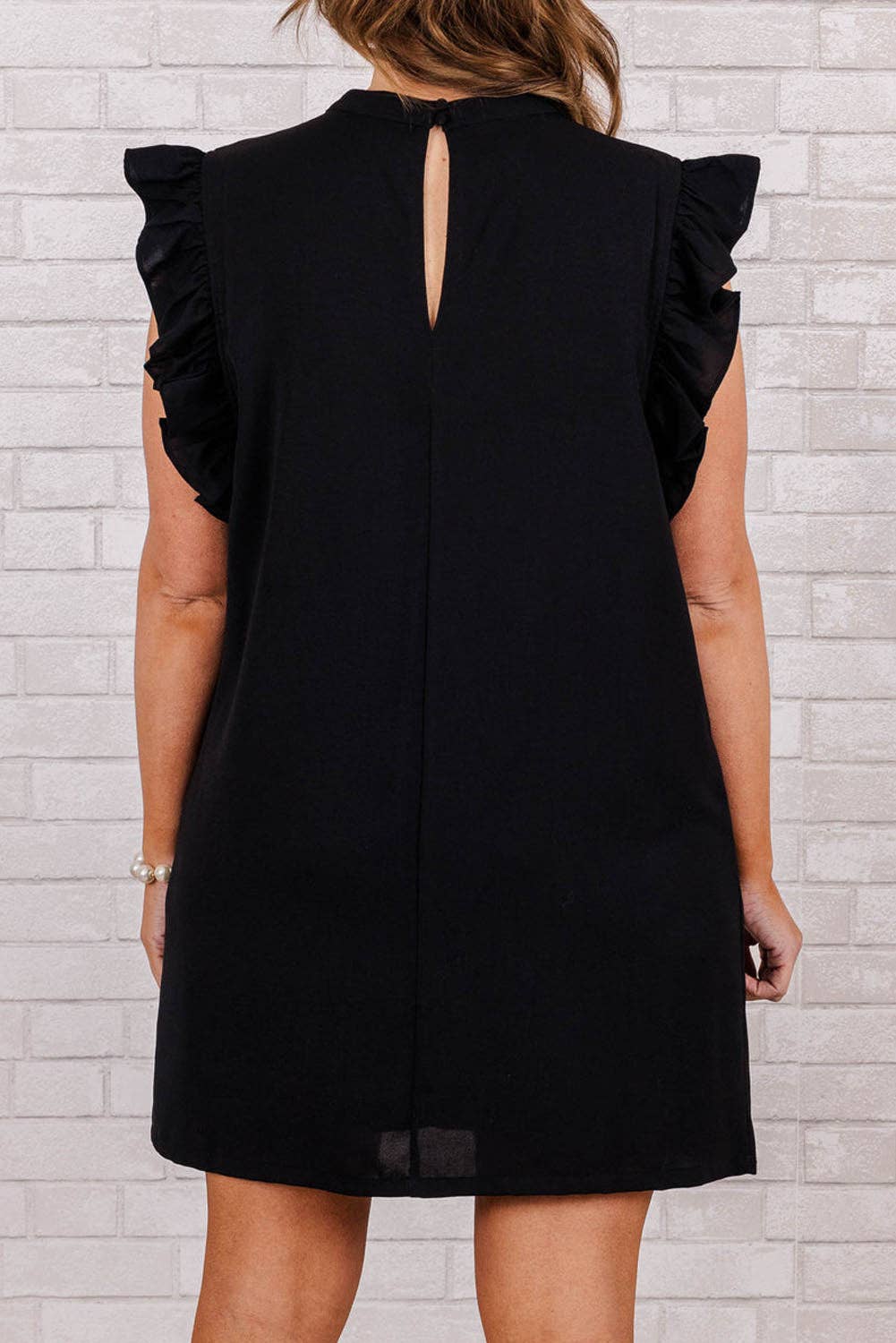 Ruffled Plus Size Shift Dress in Black