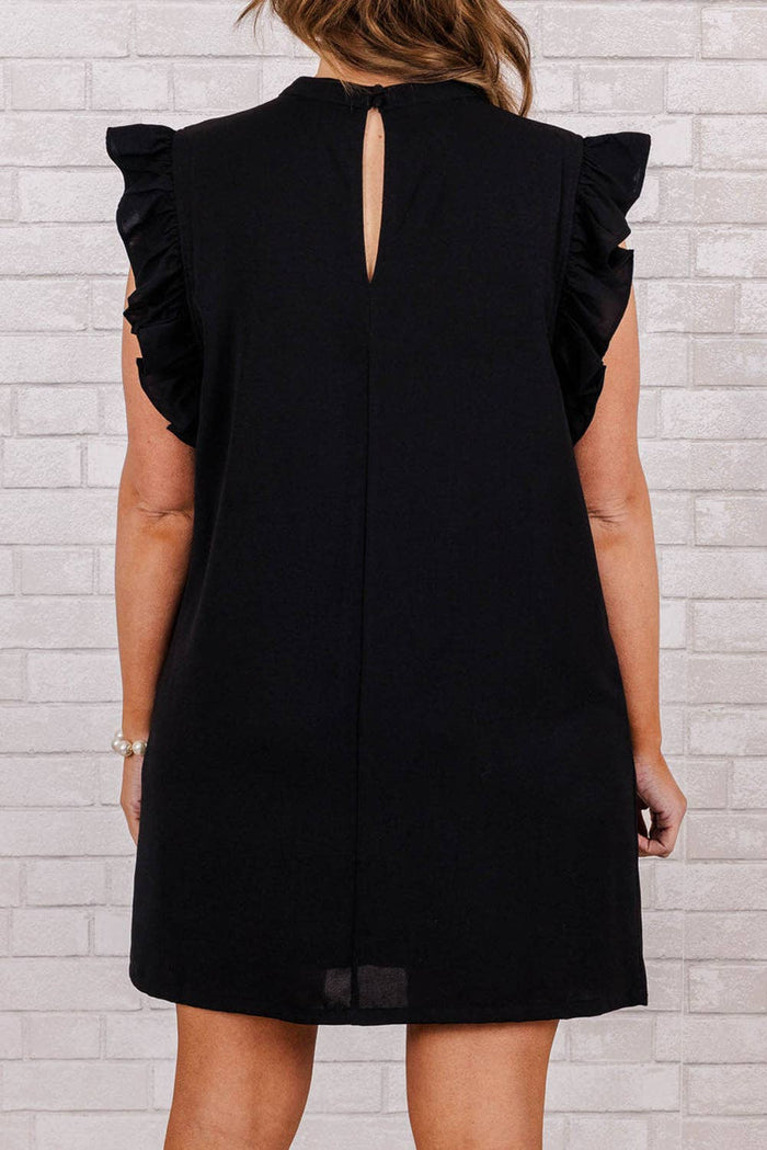 Ruffled Plus Size Shift Dress in Black