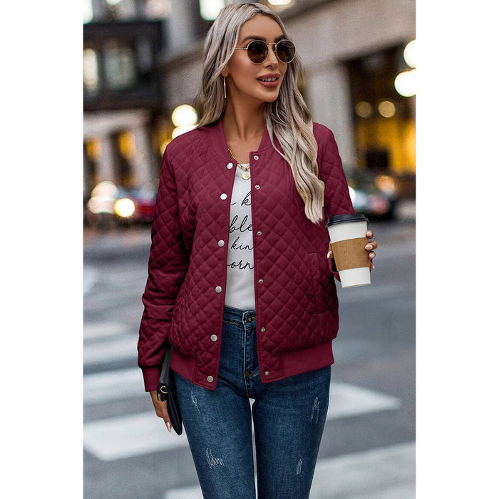 Plaid Bomber Jacket in Wine