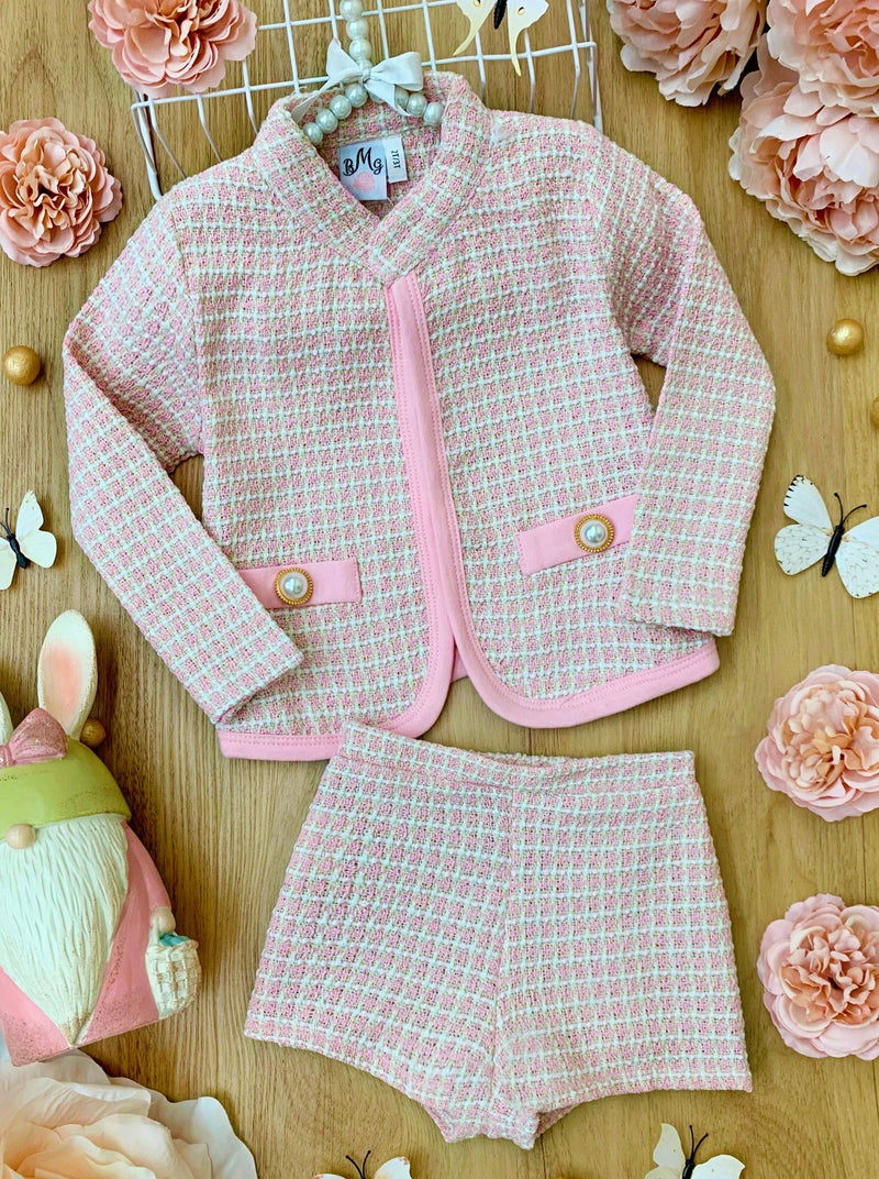 Tweed Matching Blazer And Short Set - Little Girl's