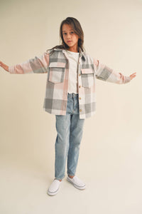 Kid's Plaid Flannel Double Pocket Shacket