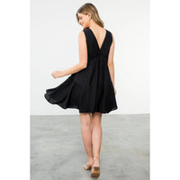 Sleeveless Dress With Floral Embroidery in Black